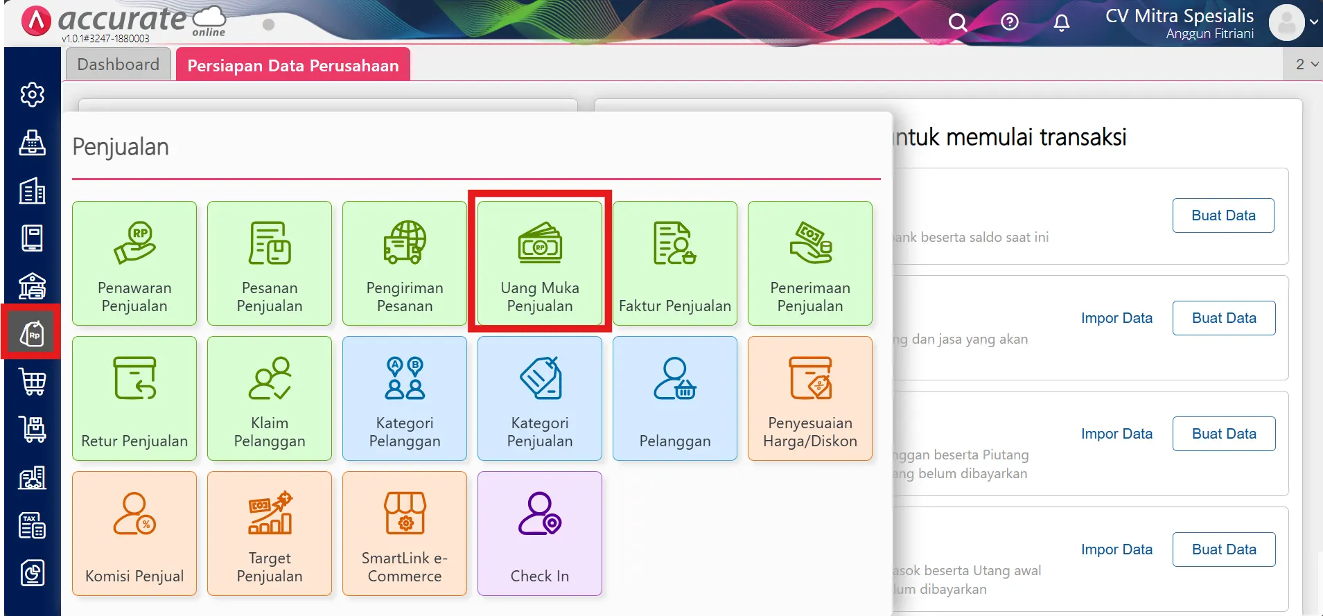 Mencatat uang muka penjualan